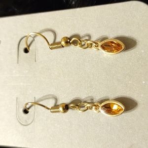 Amber Colored Teardrop Earrings